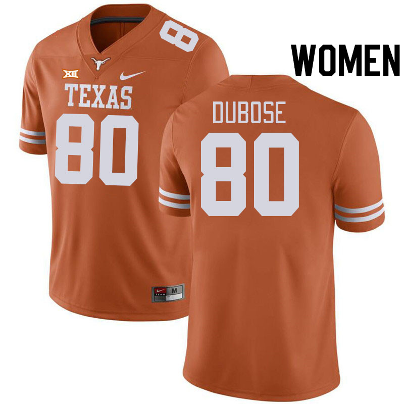 Women #80 Freddie Dubose Texas Longhorns College Football Jerseys Stitched-Orange